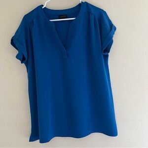 J. Jill Wearever Royal Blue Popover Short Sleeve Tunic Blouse Size S